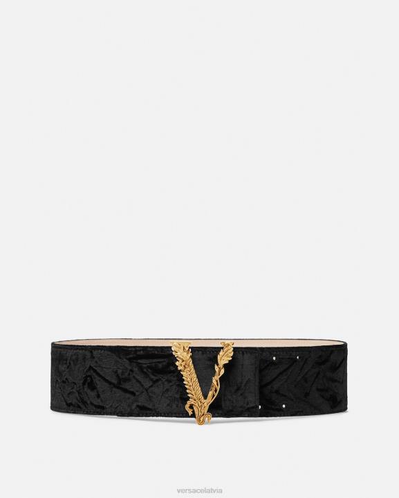 melns Piederumi Versace 806B553 sievietes virtus plata samta josta