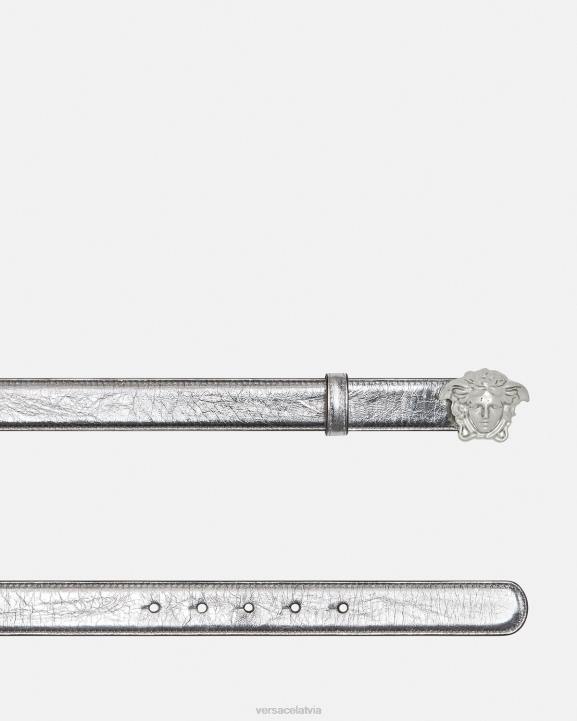 pelēks Piederumi Versace 806B519 sievietes la medusa metāla ādas josta