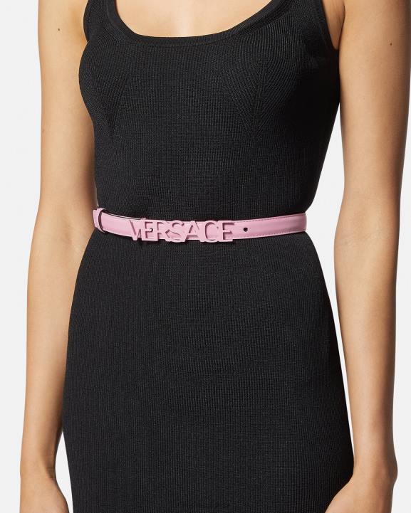 rozā Piederumi Versace 806B550 sievietes logotipa plāna ādas josta