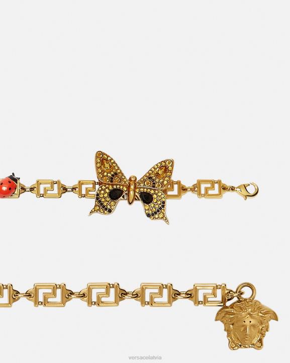 zelts Piederumi Versace 806B513 sievietes kristāla tauriņi greca ķēdes josta