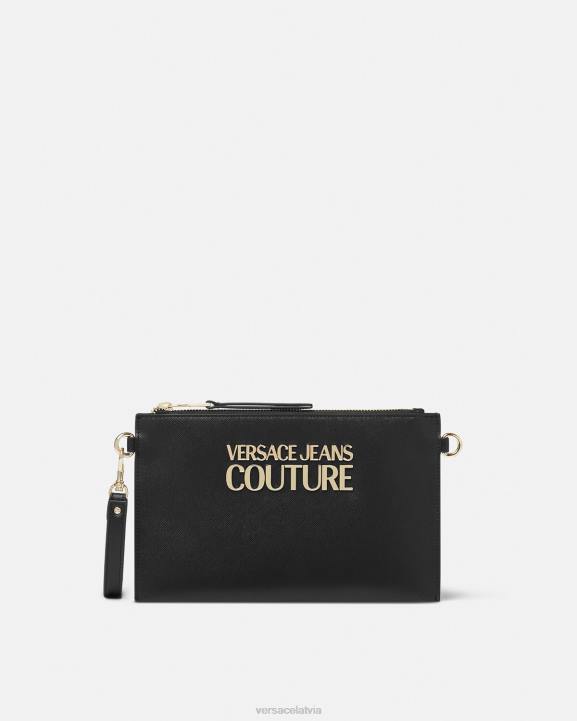 melns Piederumi Versace 806B2321 sievietes logotipa slēdzenes maisiņš