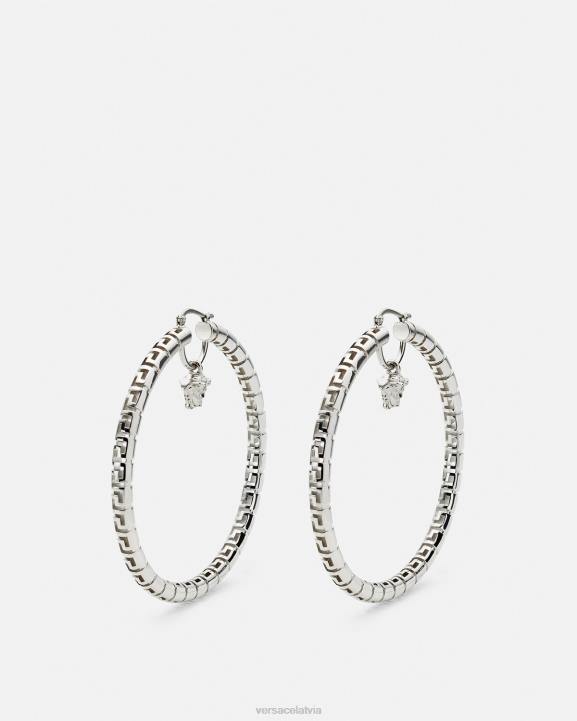 Sudrabs Piederumi Versace 806B833 sievietes greca stīpiņu auskari