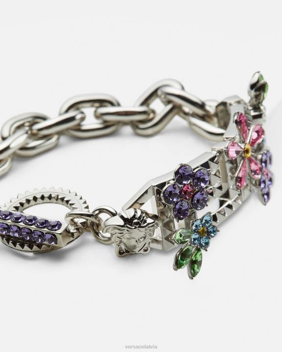 Sudrabs Piederumi Versace 806B851 sievietes kristāla ziedēšanas rokassprādze
