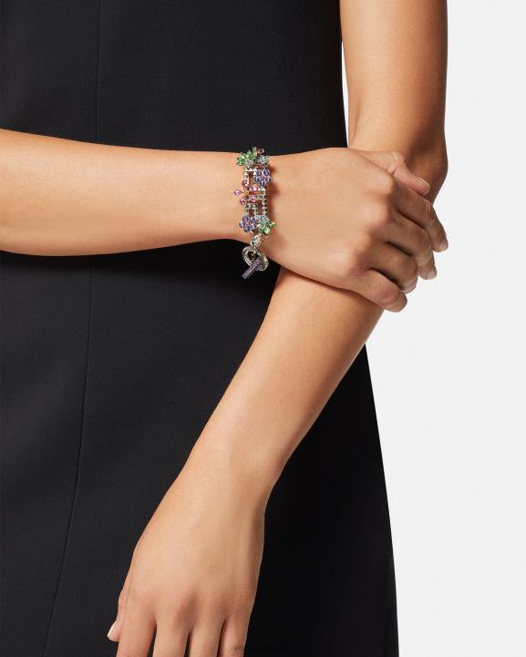 Sudrabs Piederumi Versace 806B851 sievietes kristāla ziedēšanas rokassprādze