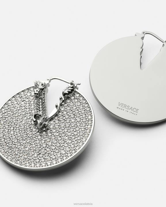 Sudrabs Piederumi Versace 806B856 sievietes kristāla virtus stīpas auskari