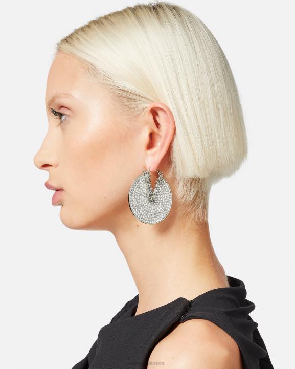 Sudrabs Piederumi Versace 806B856 sievietes kristāla virtus stīpas auskari