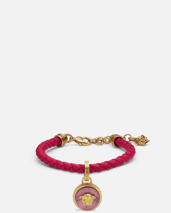 fuksija Piederumi Versace 806B729 sievietes medusa biggie ādas rokassprādze