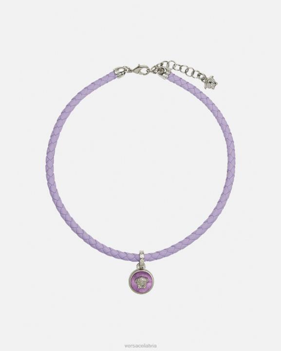 gaiši zils Piederumi Versace 806B728 sievietes medusa biggie ādas kaklarota