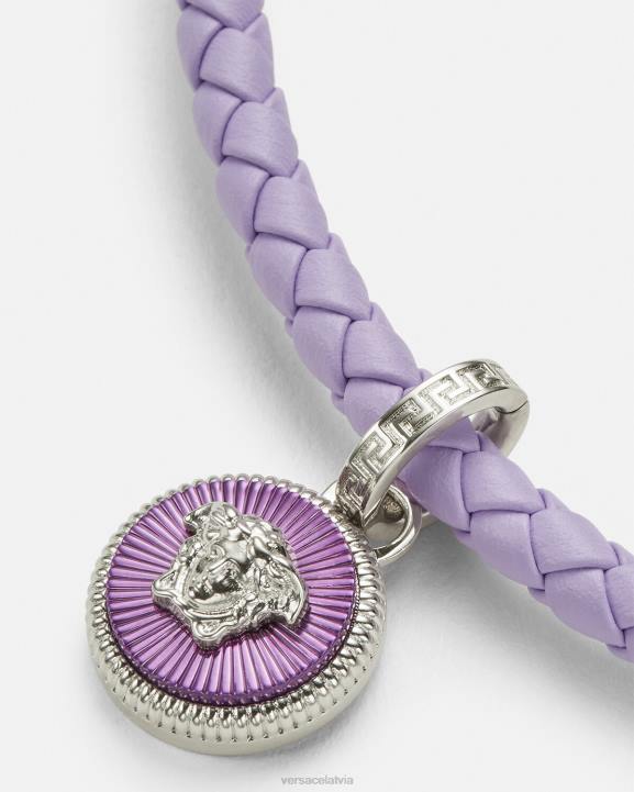gaiši zils Piederumi Versace 806B728 sievietes medusa biggie ādas kaklarota