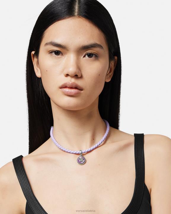 gaiši zils Piederumi Versace 806B728 sievietes medusa biggie ādas kaklarota