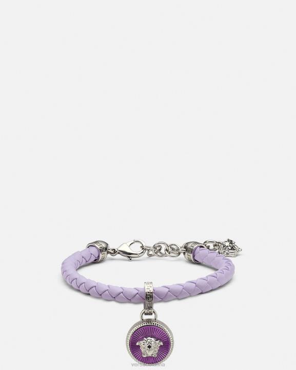 gaiši zils Piederumi Versace 806B730 sievietes medusa biggie ādas rokassprādze