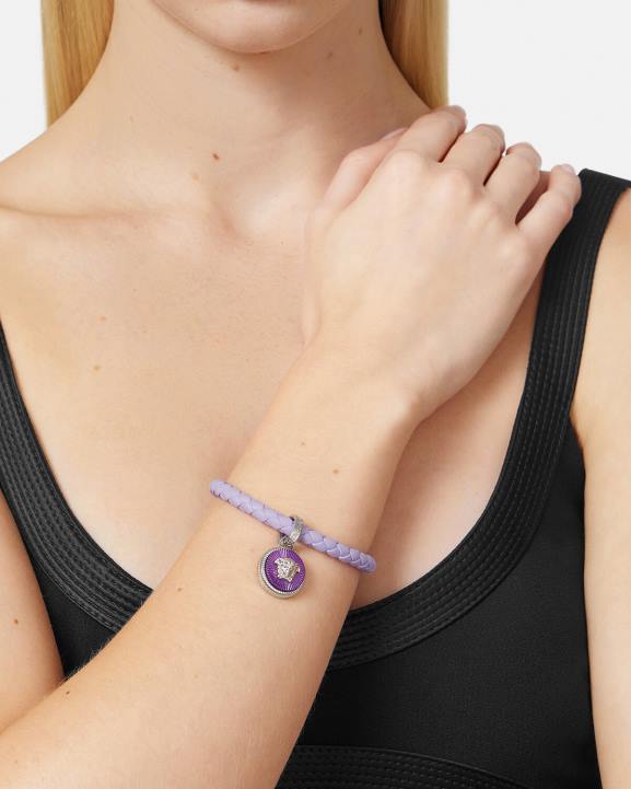 gaiši zils Piederumi Versace 806B730 sievietes medusa biggie ādas rokassprādze