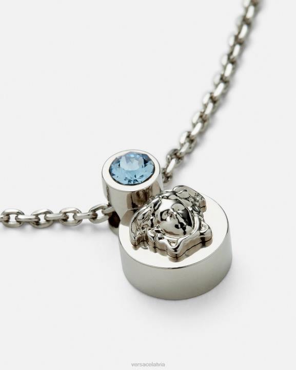 gaiši zils un metālisks Piederumi Versace 806B726 sievietes kristāla medūzas kaklarota