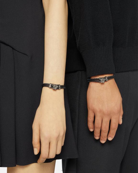 melns Piederumi Versace 806B769 sievietes medusa pīta ādas rokassprādze