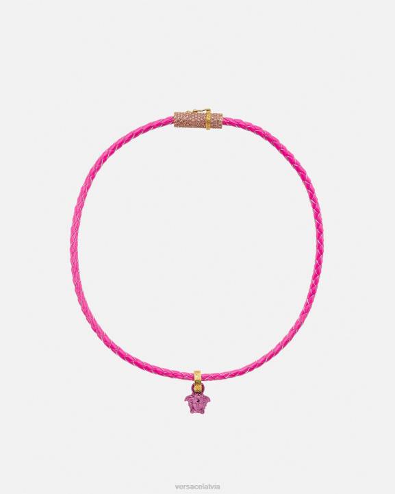 rozā Piederumi Versace 806B852 sievietes kristāla medūzas ādas kaklarota