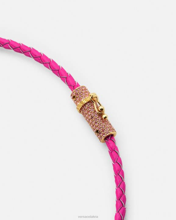 rozā Piederumi Versace 806B852 sievietes kristāla medūzas ādas kaklarota