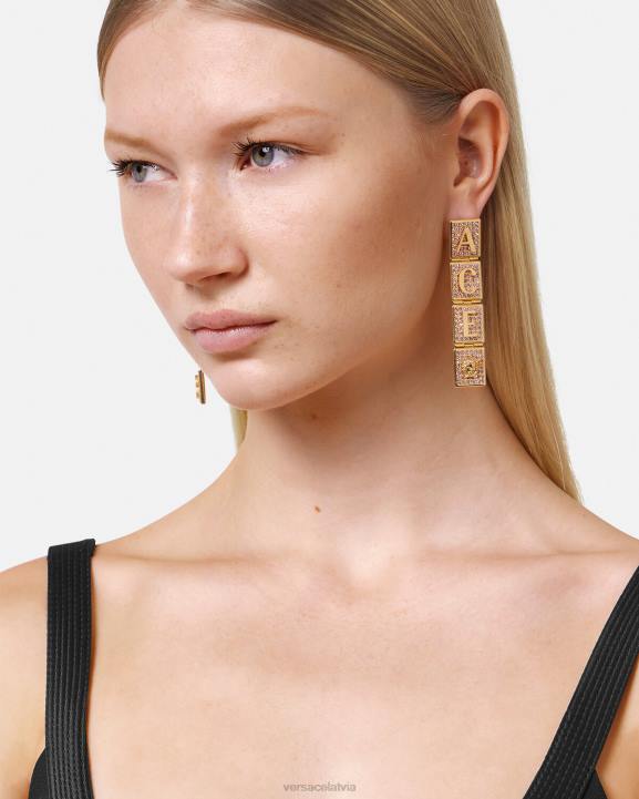 rozā & zelts Piederumi Versace 806B735 sievietes kristāla flīžu auskari