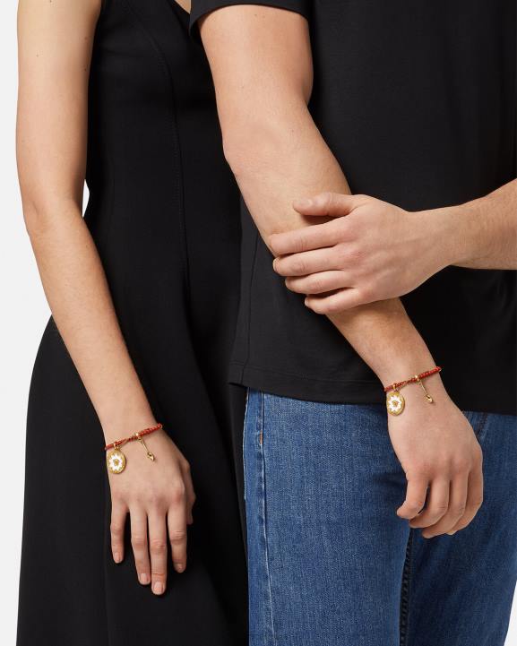 sarkans un zelts Piederumi Versace 806B820 sievietes medusa galda piederumu pērlīšu rokassprādze