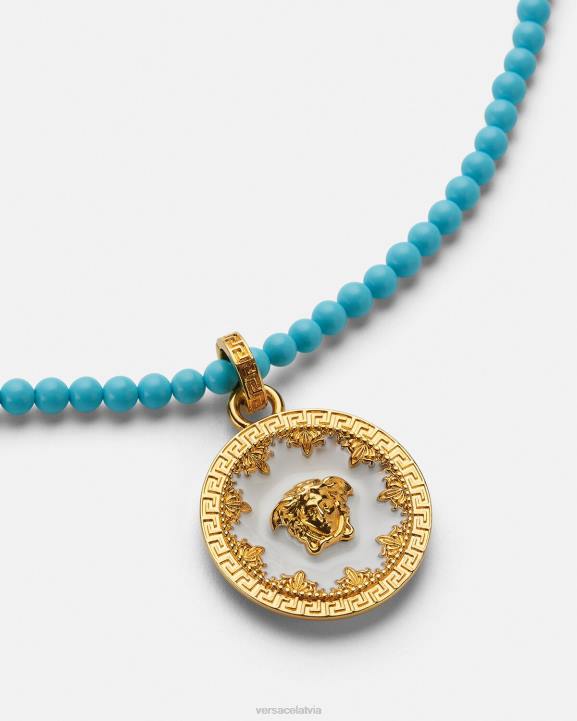 tirkīza Piederumi Versace 806B817 sievietes medūzas plākšņu pērlīšu kaklarota