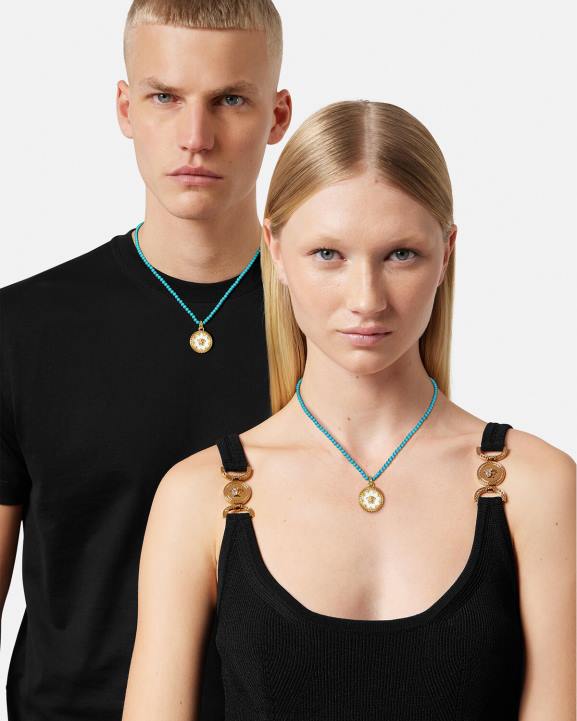 tirkīza Piederumi Versace 806B817 sievietes medūzas plākšņu pērlīšu kaklarota