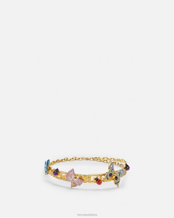 zelts Piederumi Versace 806B716 sievietes kristāla tauriņi greca choker