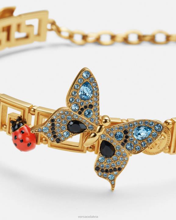 zelts Piederumi Versace 806B716 sievietes kristāla tauriņi greca choker