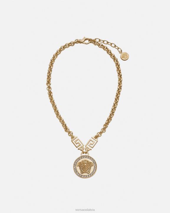 zelts Piederumi Versace 806B741 sievietes kristāla la medusa greca kaklarota