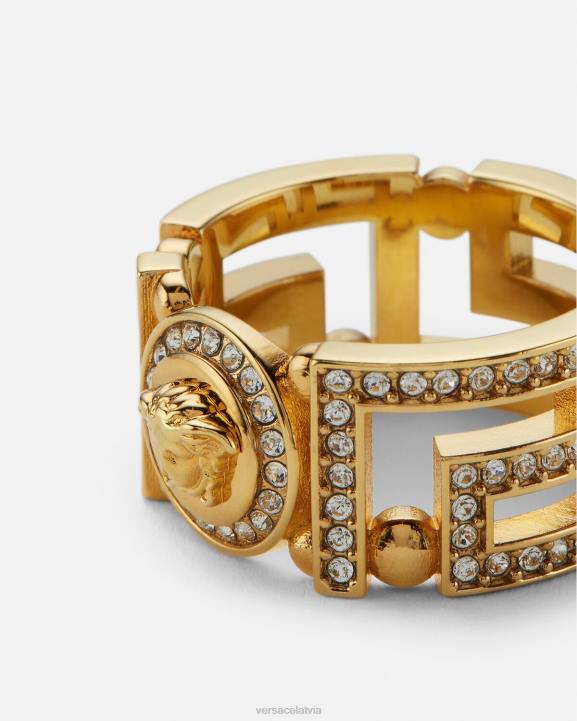 zelts Piederumi Versace 806B756 sievietes kristāla medūzas greca gredzens