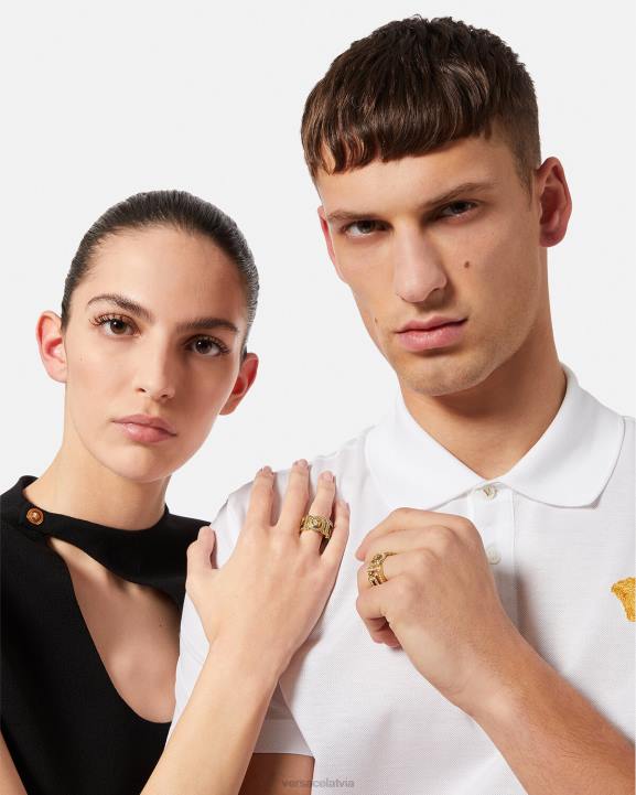 zelts Piederumi Versace 806B756 sievietes kristāla medūzas greca gredzens