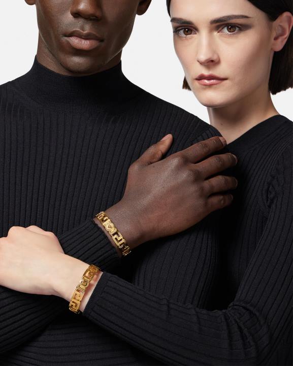 zelts Piederumi Versace 806B761 sievietes kristāla medusa greca aproces rokassprādze