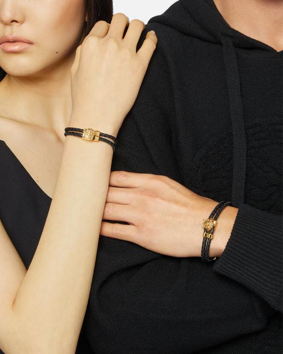 zelts Piederumi Versace 806B768 sievietes medusa pīta ādas rokassprādze