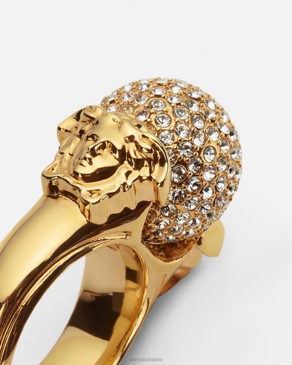 zelts Piederumi Versace 806B779 sievietes medūzas kristāla bumbas gredzens