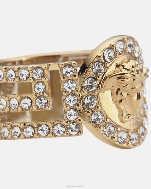 zelts Piederumi Versace 806B789 sievietes kristāla la medūzas gredzens