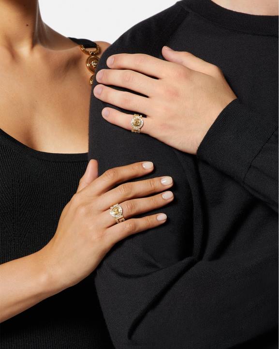 zelts Piederumi Versace 806B789 sievietes kristāla la medūzas gredzens