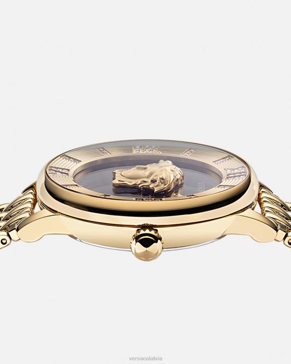 melns & zelts Piederumi Versace 806B962 sievietes la medusa dimanta pulkstenis