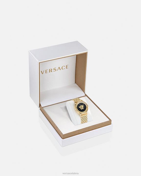 melns & zelts Piederumi Versace 806B962 sievietes la medusa dimanta pulkstenis