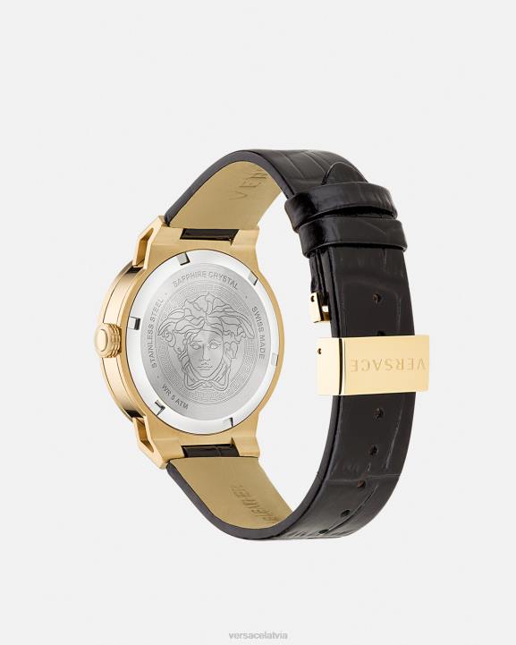 melns & zelts Piederumi Versace 806B995 sievietes medusa bezgalīgs pulkstenis