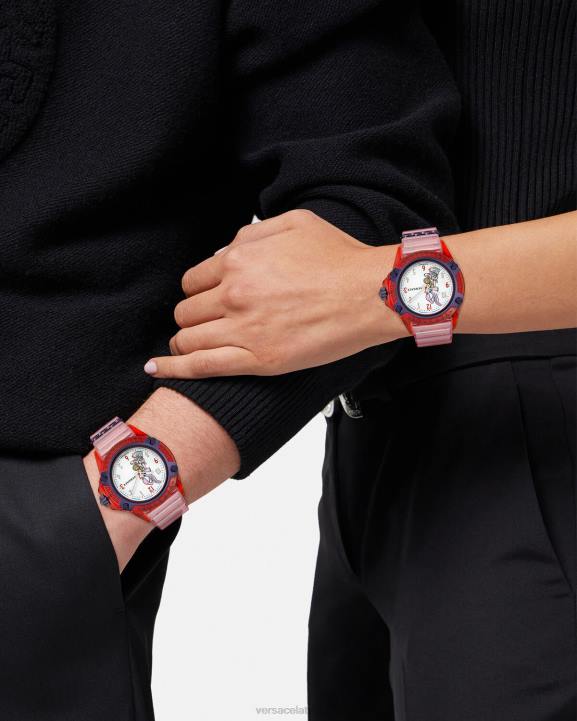 pnul Piederumi Versace 806B978 sievietes ikona aktīvā Mēness Jaungada truša pulkstenis