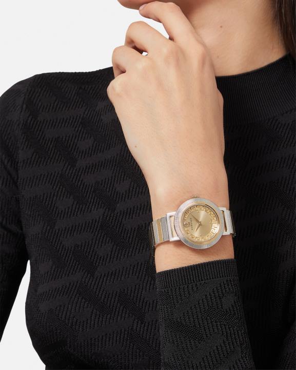 zelts un sudrabs Piederumi Versace 806B971 sievietes Greca šiks pulkstenis