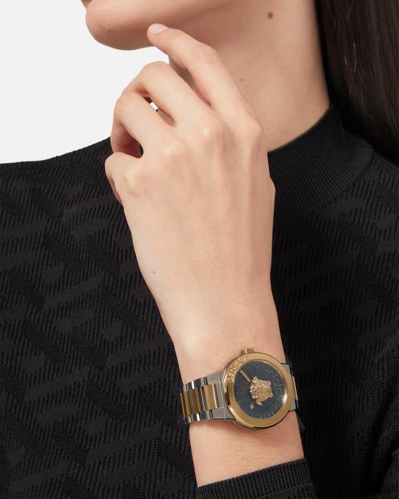 zelts un sudrabs Piederumi Versace 806B996 sievietes medusa bezgalīgs pulkstenis