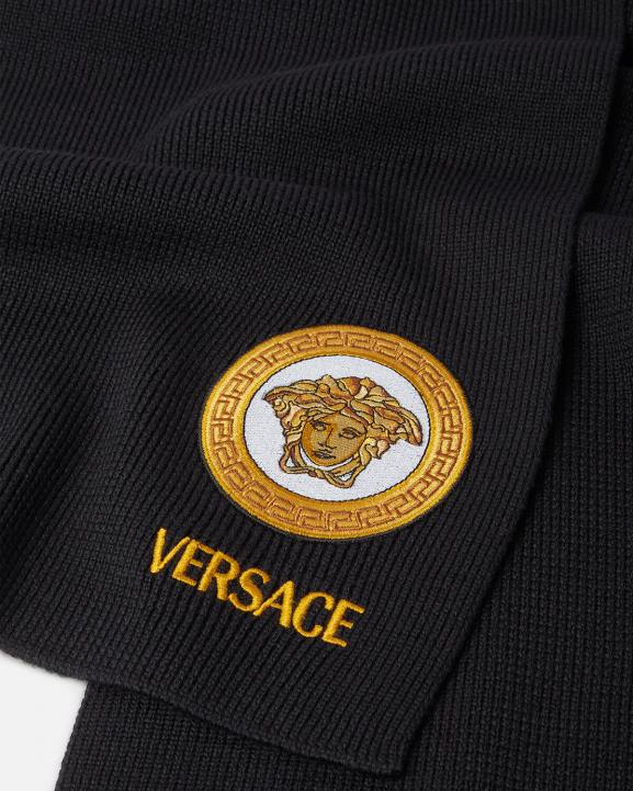 melns Piederumi Versace 806B927 sievietes medusa logo adīta šalle