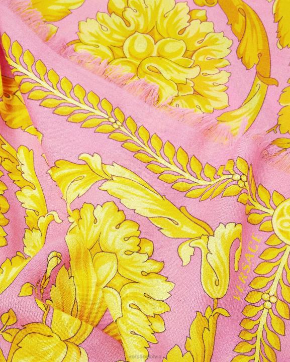 rozā Piederumi Versace 806B887 sievietes barocco kašmira maisījuma šalle