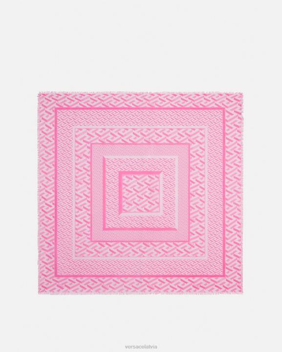 rozā Piederumi Versace 806B925 sievietes la greca šalle ar bārkstīm