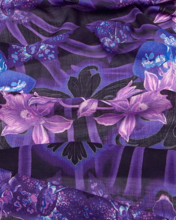 violeta un apdruka Piederumi Versace 806B924 sievietes orhideju barocco vilnas maisījuma šalle