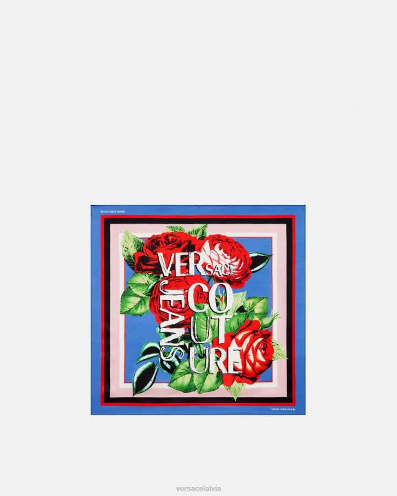 daudzkrāsains Piederumi Versace 806B2358 sievietes rozes logo zīda foulard