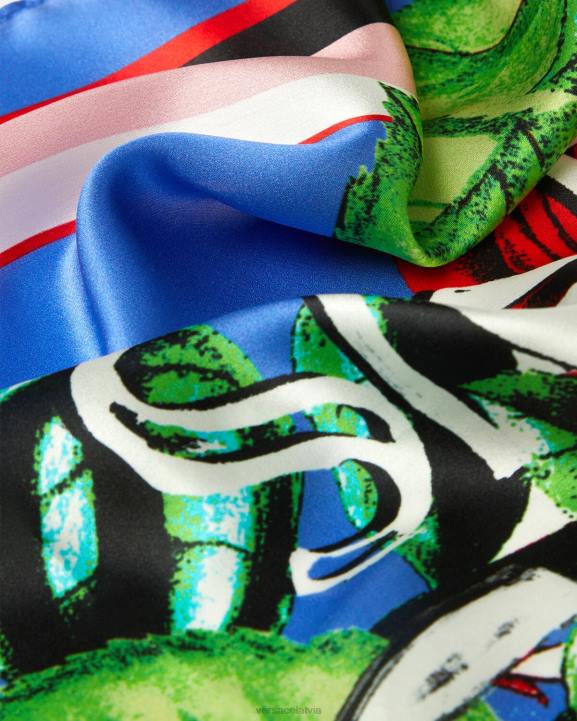 daudzkrāsains Piederumi Versace 806B2358 sievietes rozes logo zīda foulard