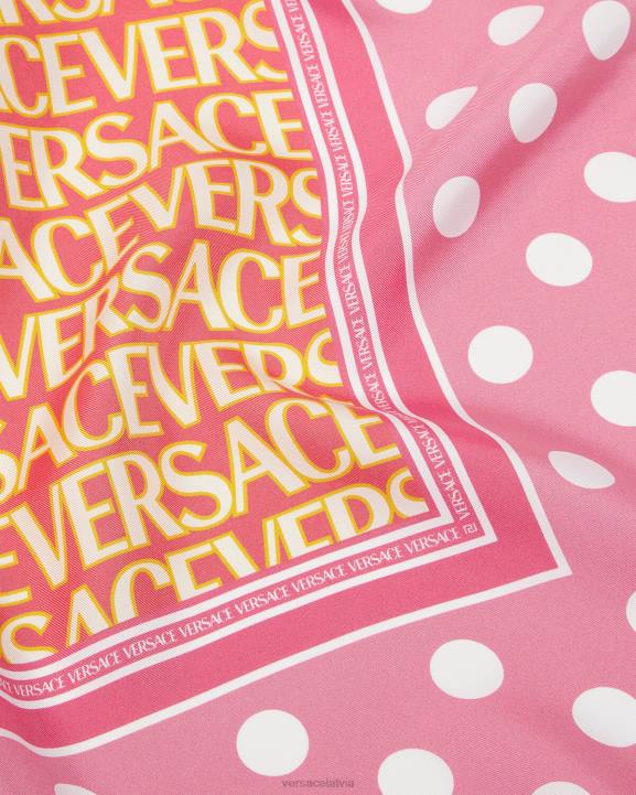 rozā un baltā krāsā Piederumi Versace 806B885 sievietes visa zīda foulard