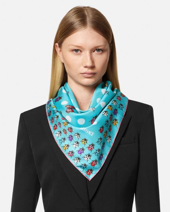zils Piederumi Versace 806B891 sievietes tauriņi liels zīda foulard