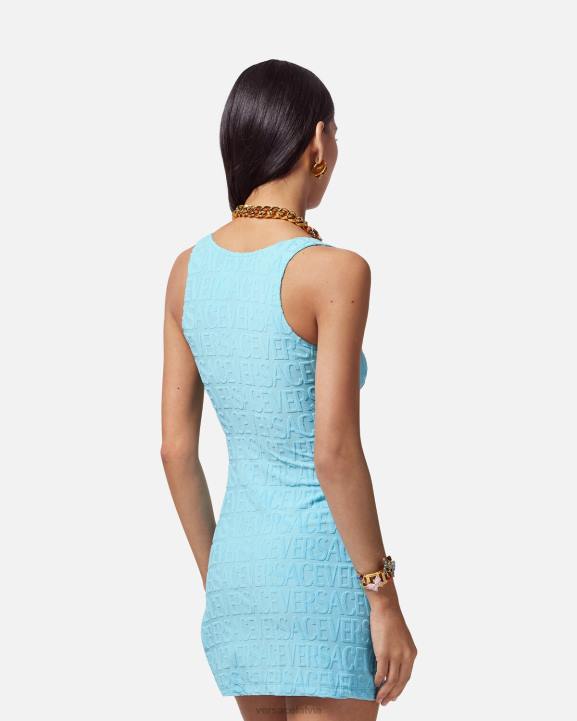 gaiši zils apakšveļa un pludmales apģērbs Versace 806B1190 sievietes allover dvieļu kleita piesegšana