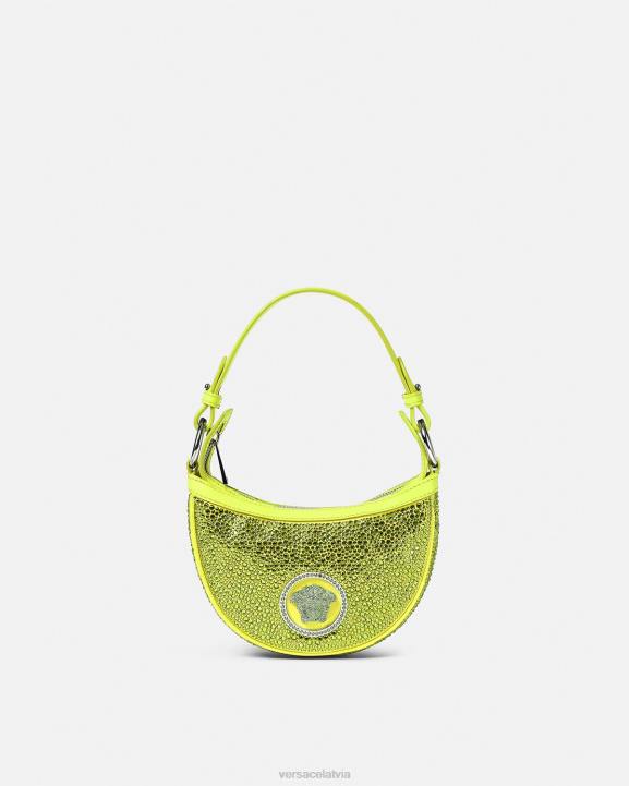 dzeltens somas Versace 806B293 sievietes kristāla atkārtojuma mini klaiņojoša soma
